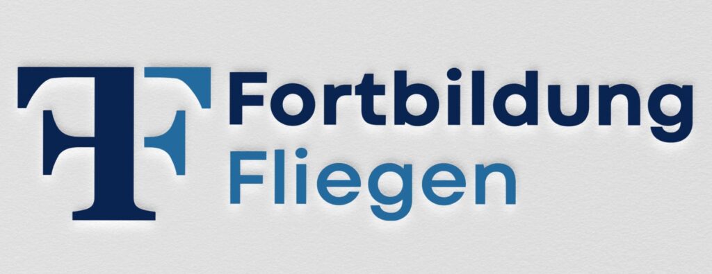 Fortbildung-Fliegen-Logo-Hellbau und Dunkelblau